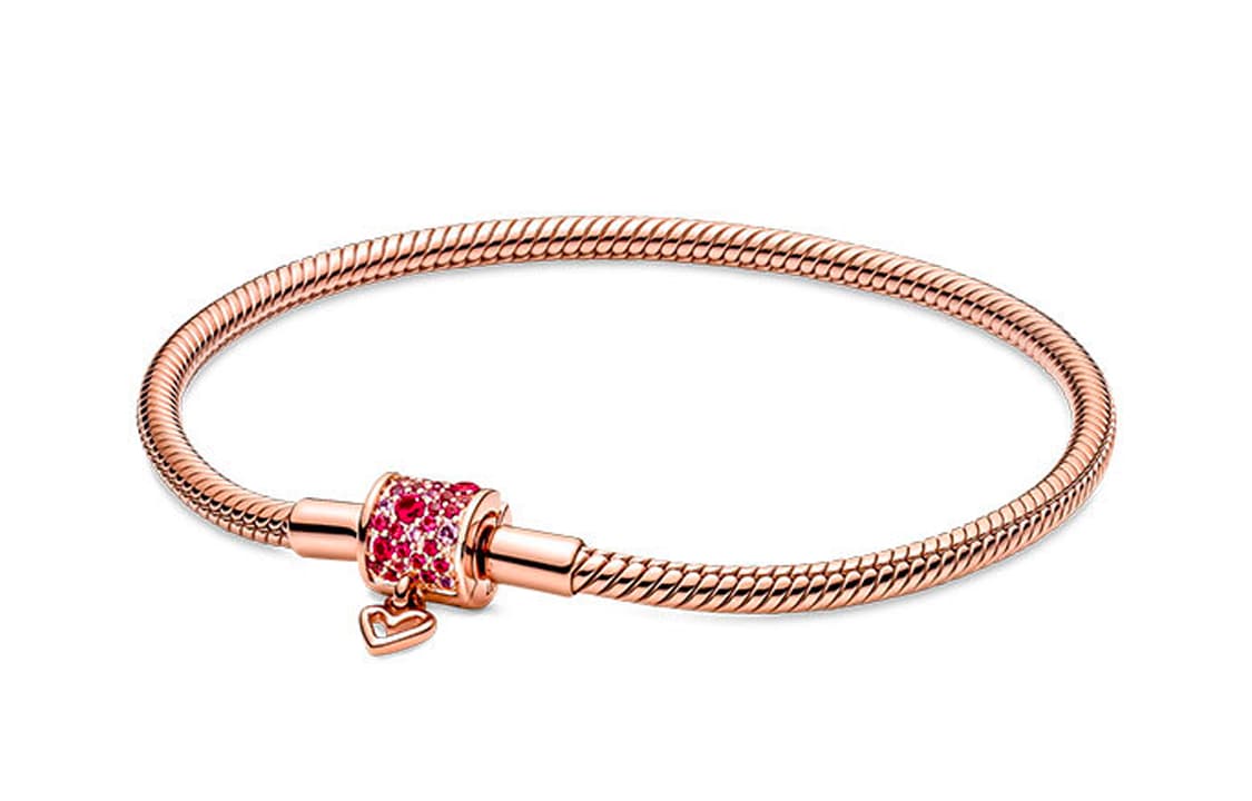 Pandora/潘多拉 Pandora Shining Heart Snake Chain Bracelet Rose Gold