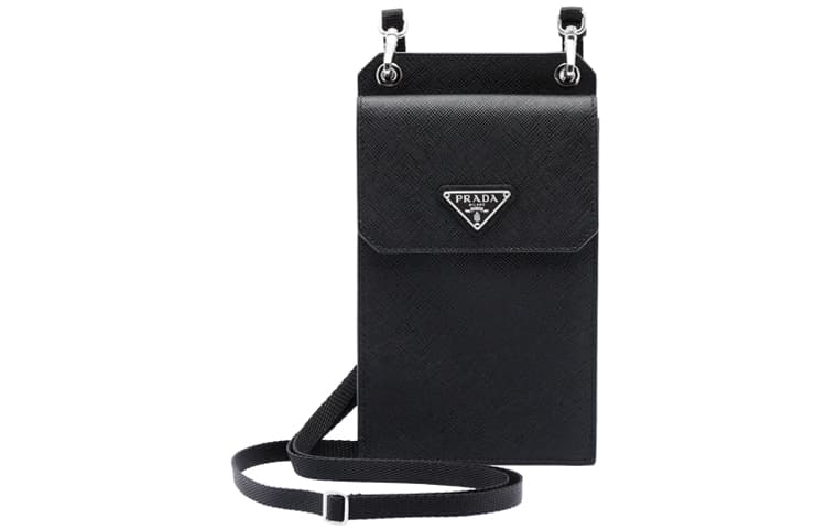 Prada Saffiano Camera Bag Black Silver Buckle