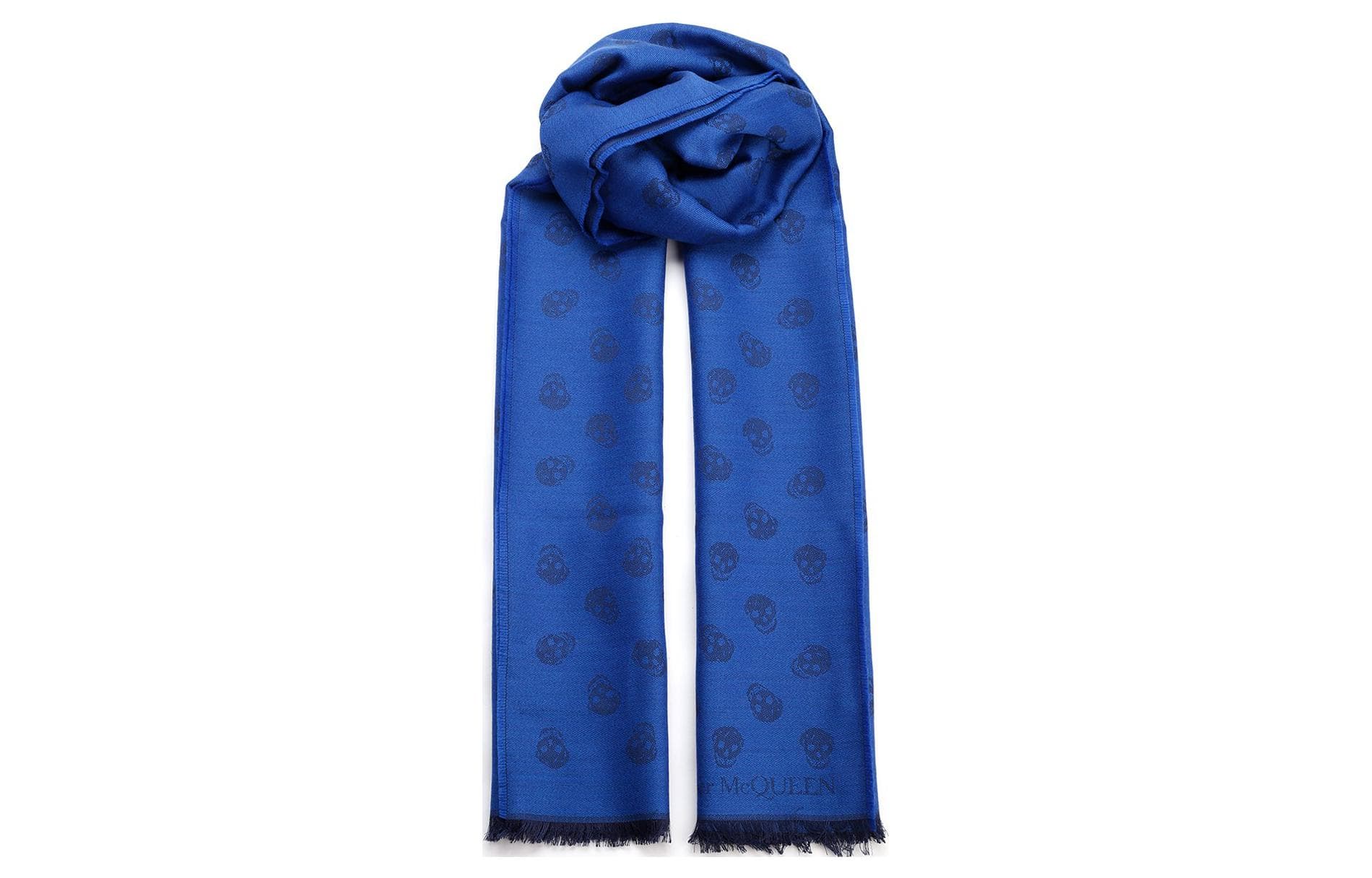 Alexander McQueen Skull Tassel Scarf Blue