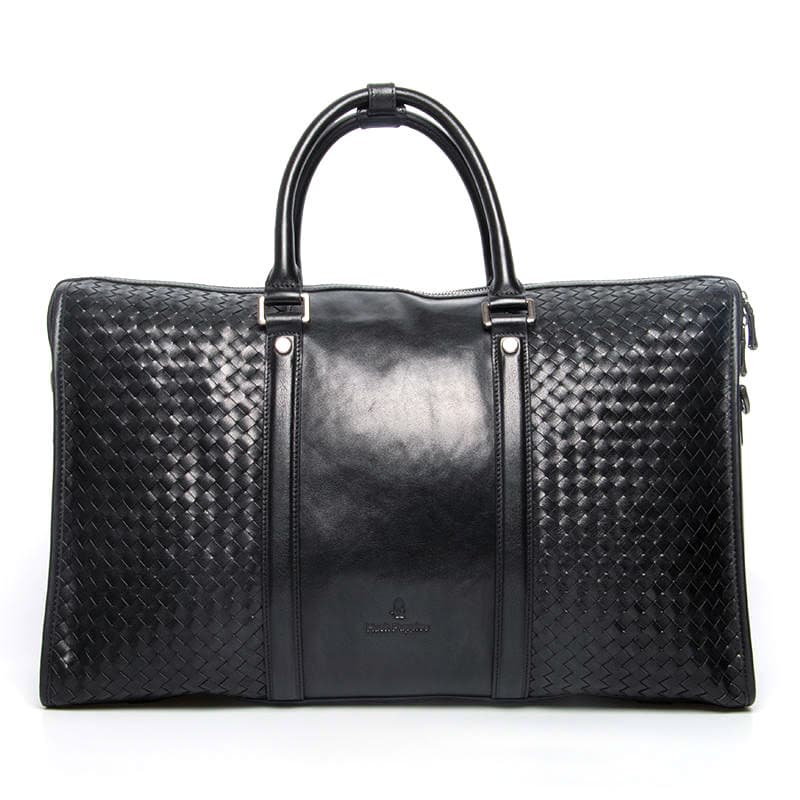 Hush Puppies/暇步士 Hush Puppies Braided Leather Briefcase Large Black