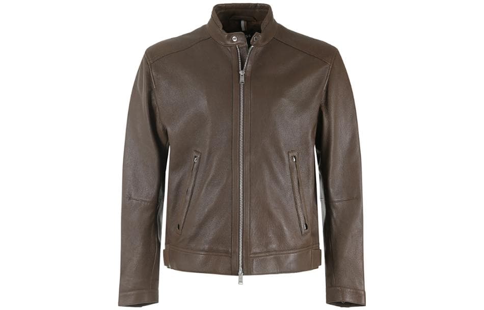 HUGO BOSS FW23 Green Leather Jacket