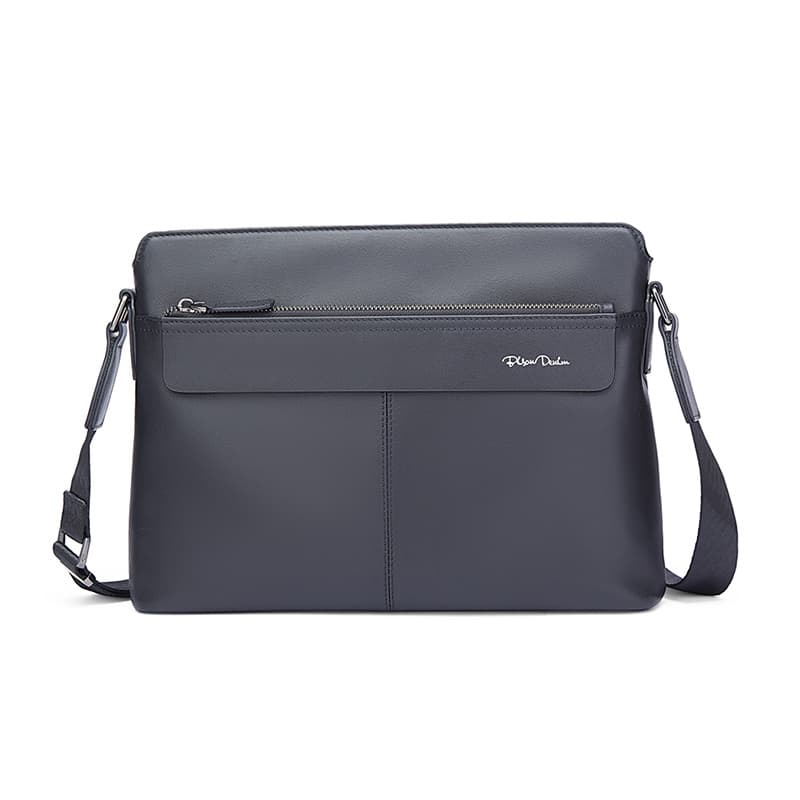 BISON DENIM美洲野牛 BISON DENIM Men's Leather Shoulder Bag Black