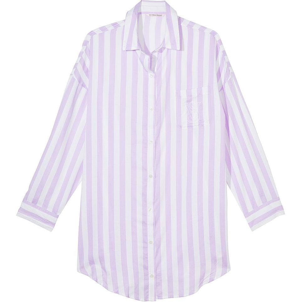 Victoria's Secret/维多利亚的秘密 Victoria's Secret Modal-Cotton Sleepshirt Unicorn Purple Stripes