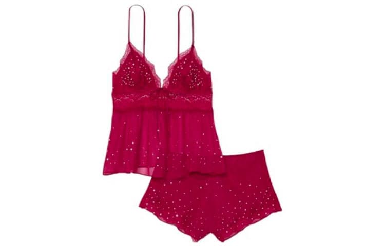 Victoria's Secret/维多利亚的秘密 Victoria's Secret Satin Lace Loungewear Set Purple