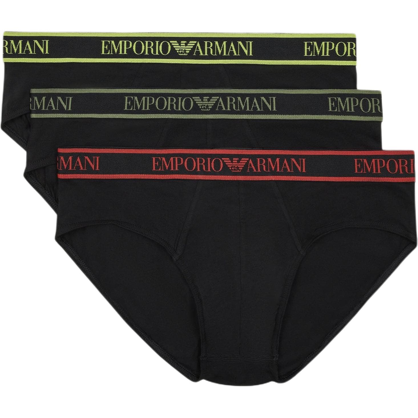 EMPORIO ARMANI/阿玛尼 Emporio Armani Logo Briefs 3-Pack Black