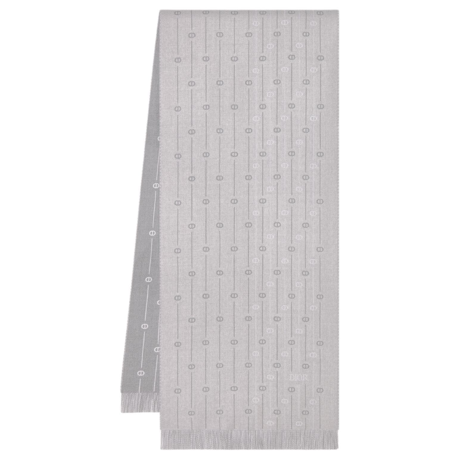 DIOR Tassel Edge Wool Scarf Gray