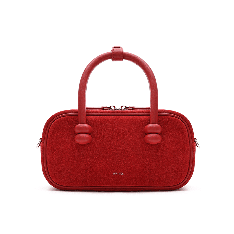 MUVA Boston Bag Mocha Brown/Party Red