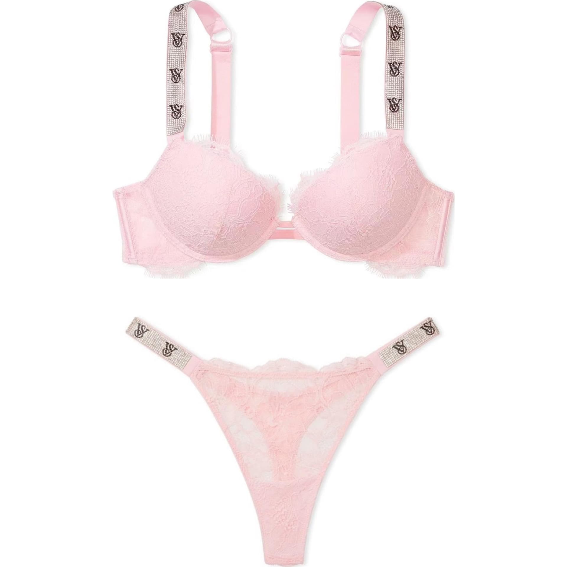 Victoria's Secret/维多利亚的秘密 Victoria's Secret Lace Logo Set Pink