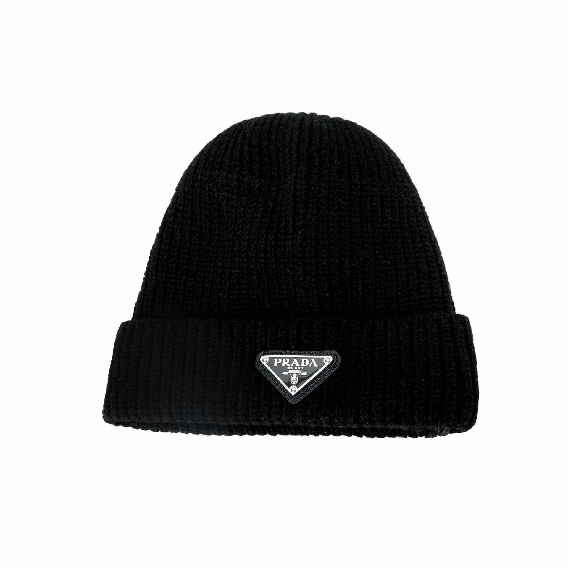 Prada Logo Cashmere Beanie Black