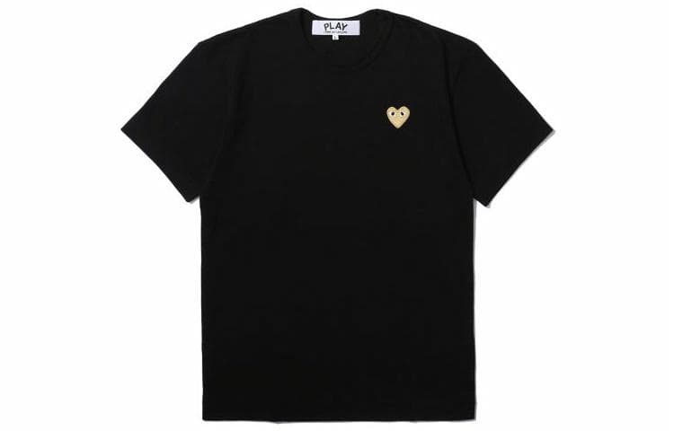 CDG Play Gold Heart Crewneck T-Shirt Black