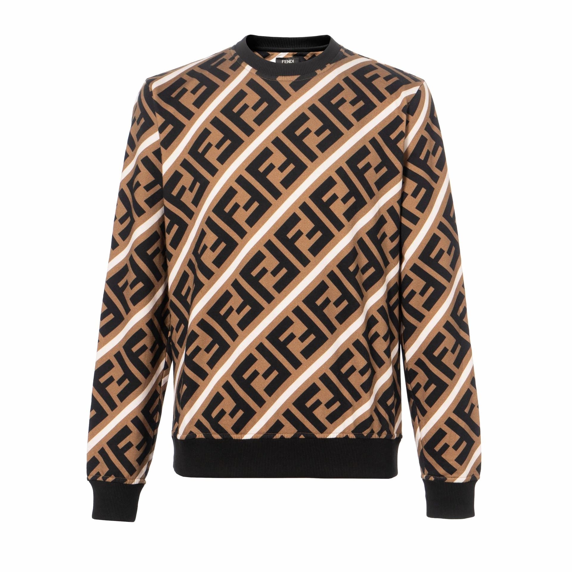 FENDI/芬迪 Fendi Letter Print Crewneck Sweatshirt Brown