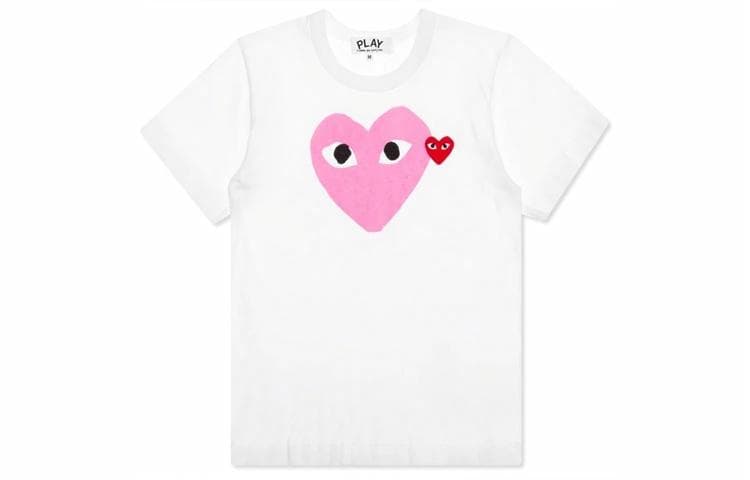 CDG Play Heart Print T-Shirt Pink