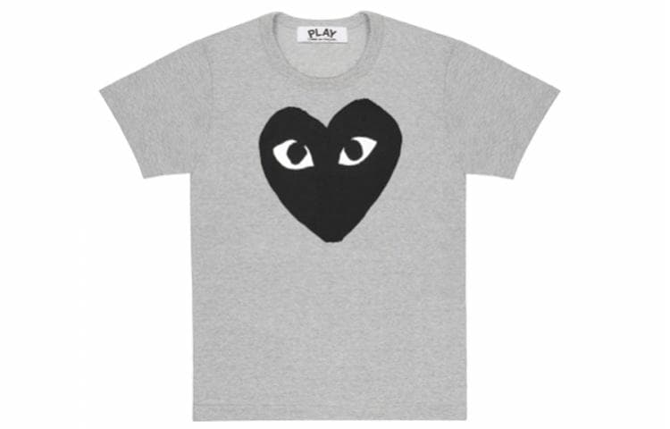CDG Play Black Heart Print T-Shirt Grey