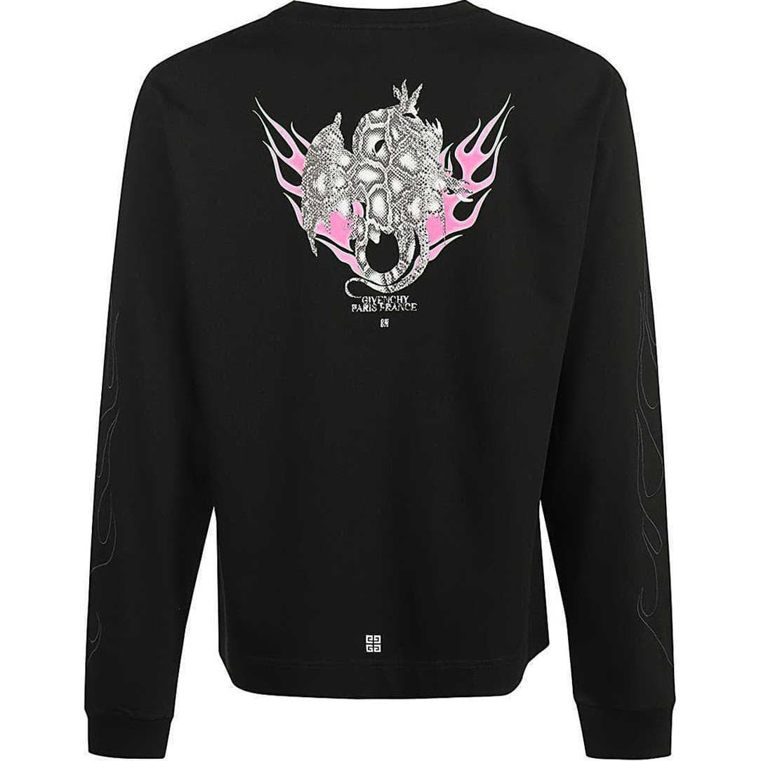 Givenchy/纪梵希 Givenchy SS24 Logo Flame Print Long Sleeve T-Shirt Black