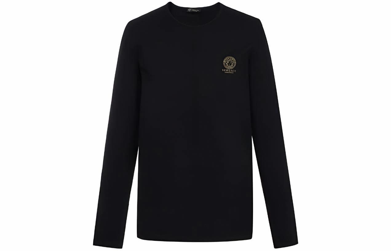 VERSACE/范思哲 Versace Logo Crewneck Long Sleeve Tee Black