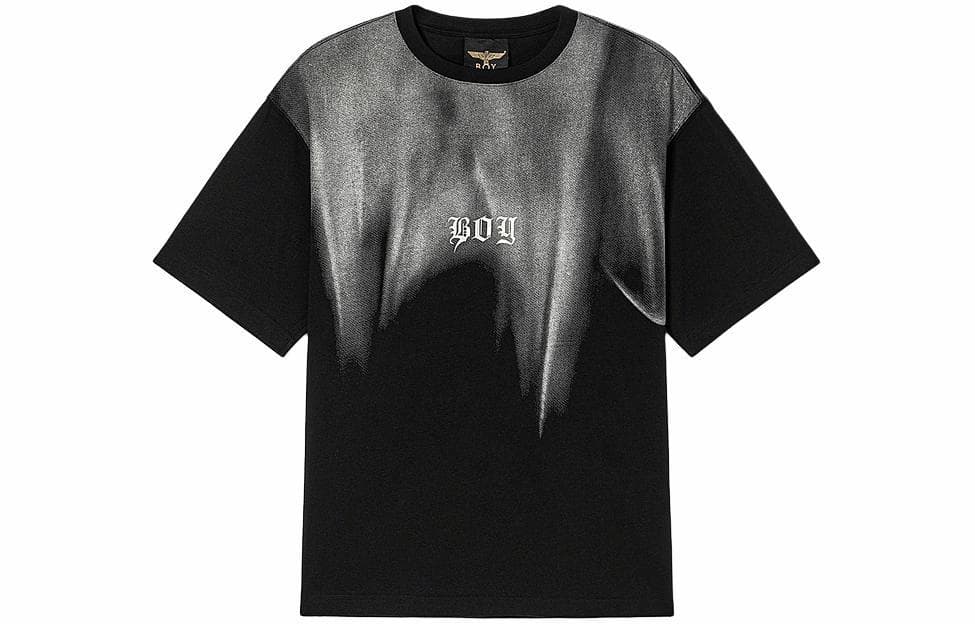 Boy London Irregular Rhinestone Wing Print T-Shirt Black