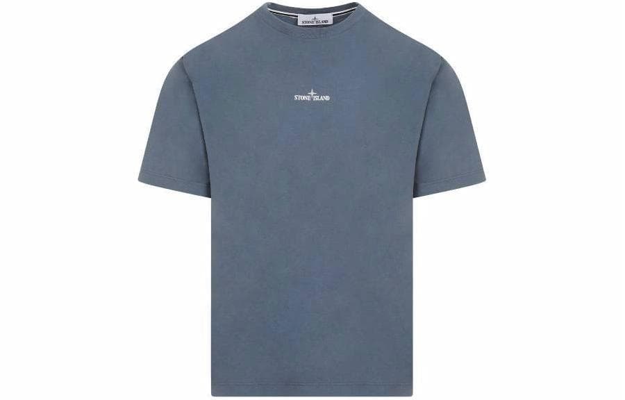 Stone Island Crew Neck Letter Print T-Shirt Navy