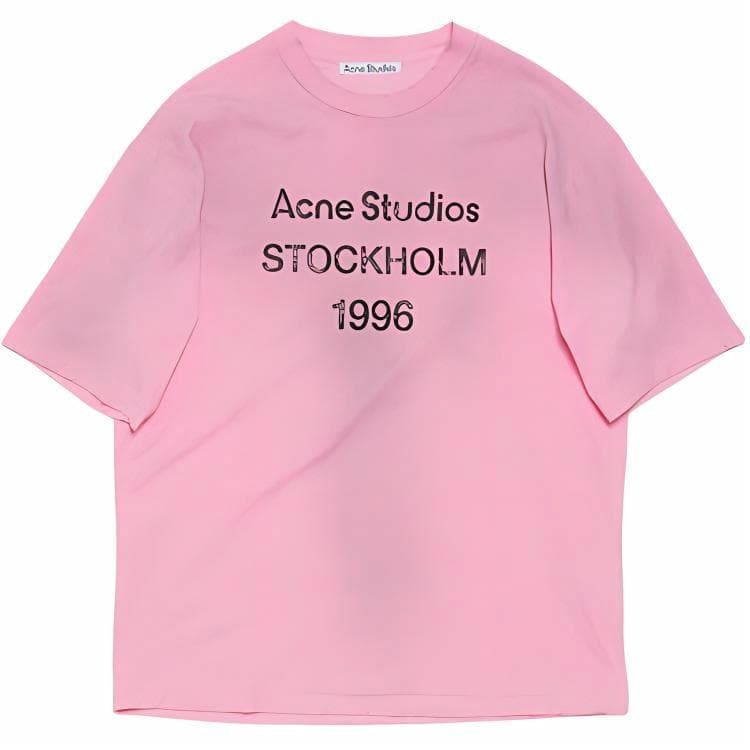 Acne Studios Retro Logo Crewneck T-Shirt Pink