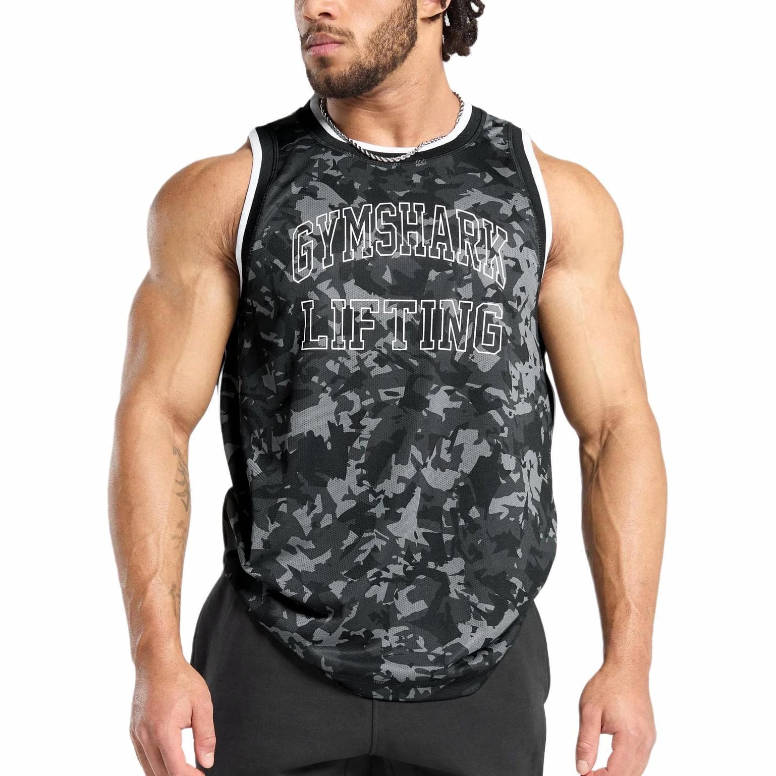 GYMSHARK Tank Black Camo