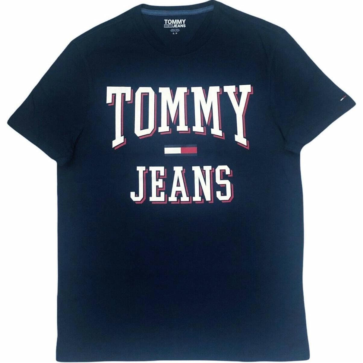 Tommy Hilfiger Letter Print Crew Neck T-Shirt Navy