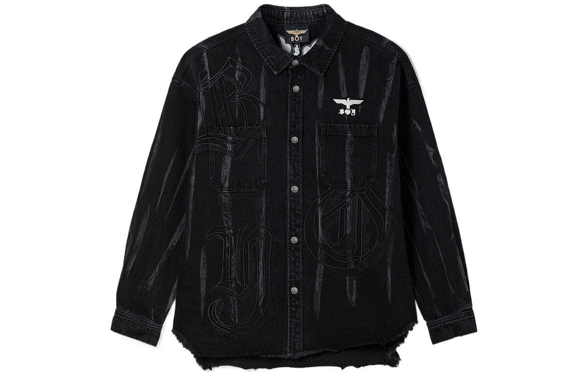 Boy London SS23 Embroidered Long Sleeve Shirt Black