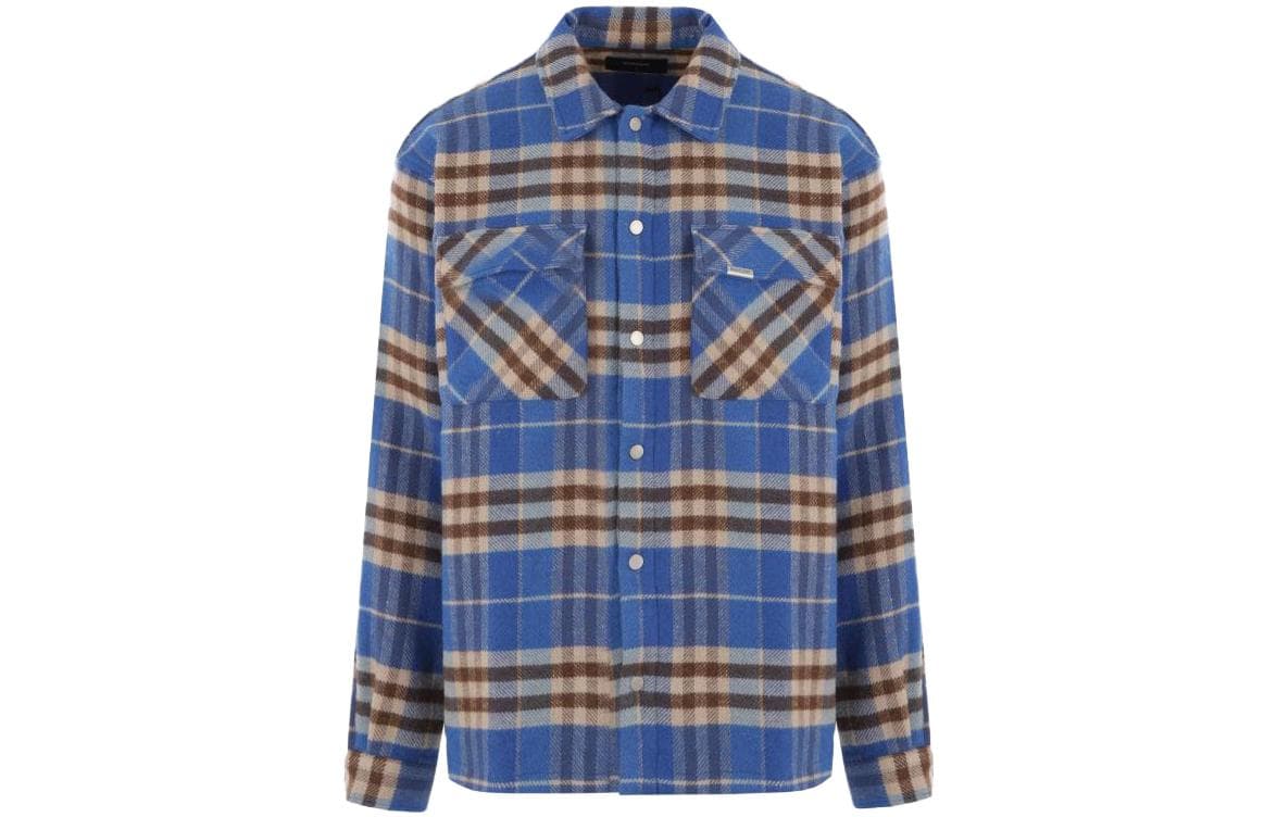 REPRESENT Long Sleeve Checkered Shirt Blue