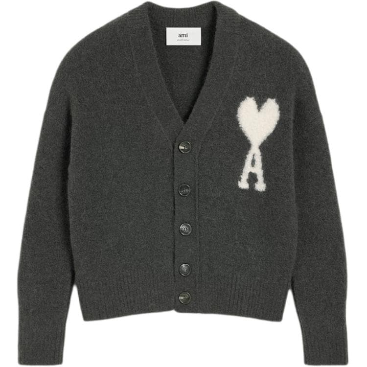 AMIPARIS FW24 V-Neck Cardigan Sweater Dark Grey