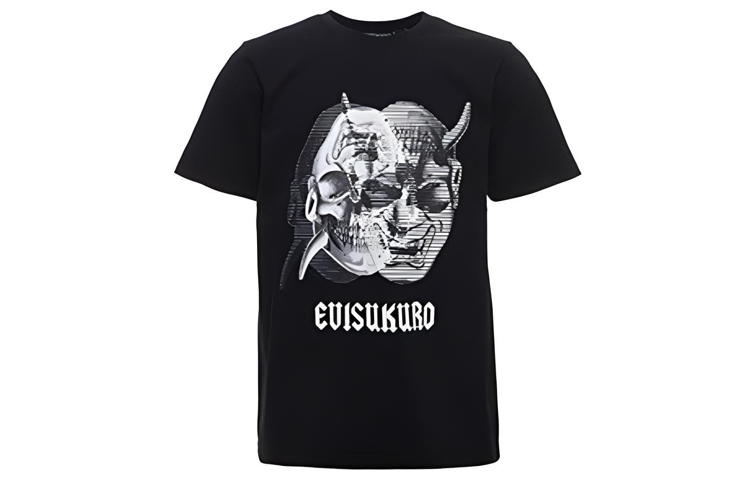 EVISU Inverted Skull Print Straight T-Shirt Black