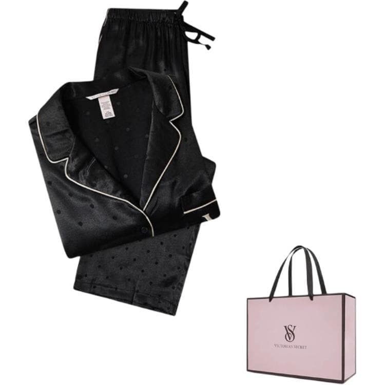 Victoria's Secret/维多利亚的秘密 Victoria's Secret Satin Pajama Set Black