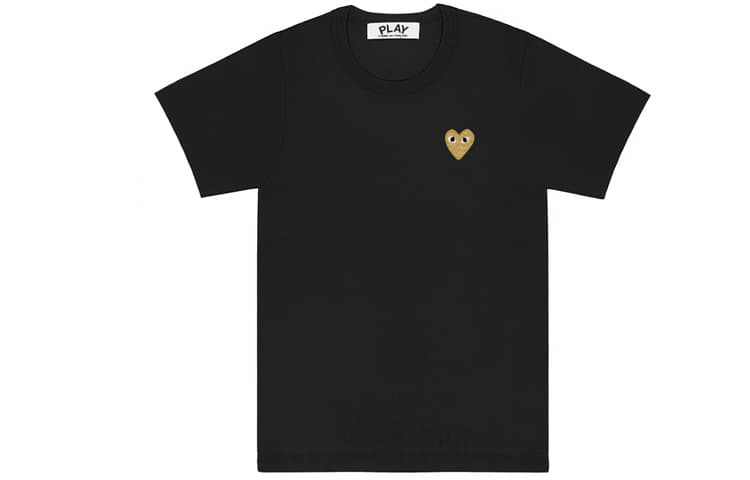 CDG Play Gold Heart T-Shirt Black