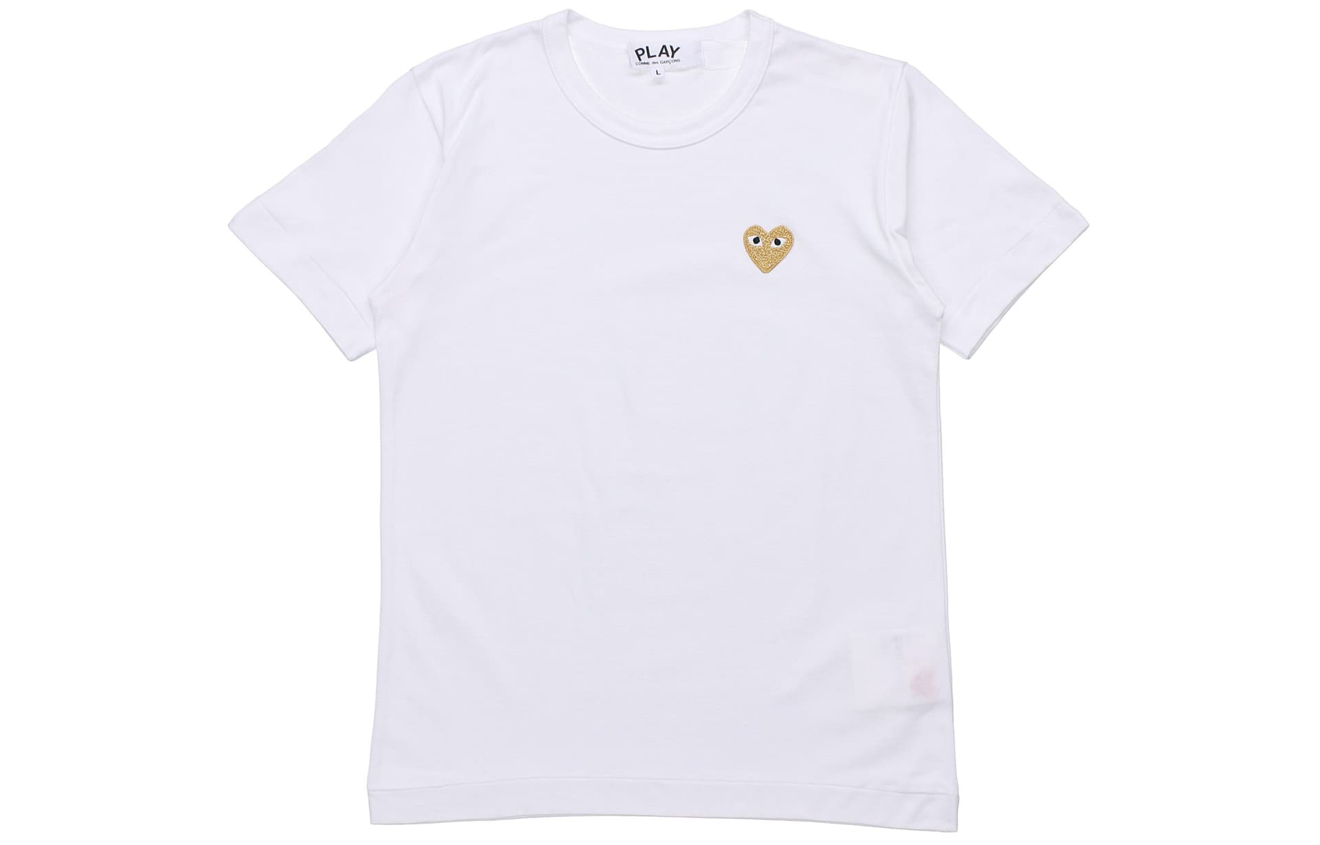 CDG Play Gold Heart T-Shirt White