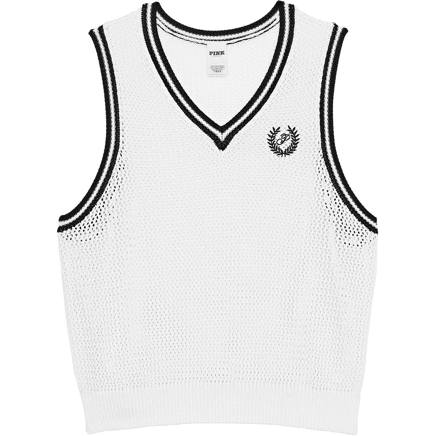 Victoria's Secret/维多利亚的秘密 Victoria's Secret PINK Cambridge Knit Cropped Vest Optic White