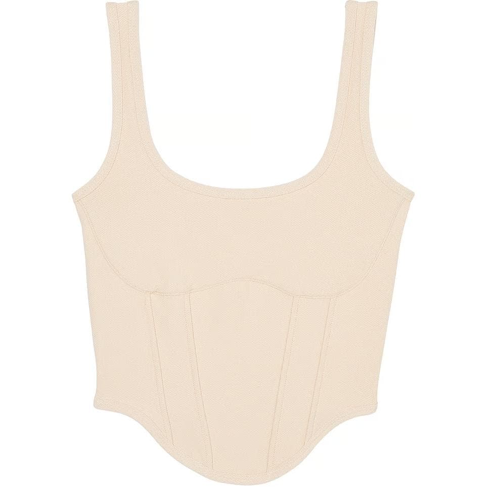Victoria's Secret/维多利亚的秘密 Victoria's Secret PINK The Cinched Piqué Corset Top Canvas Khaki