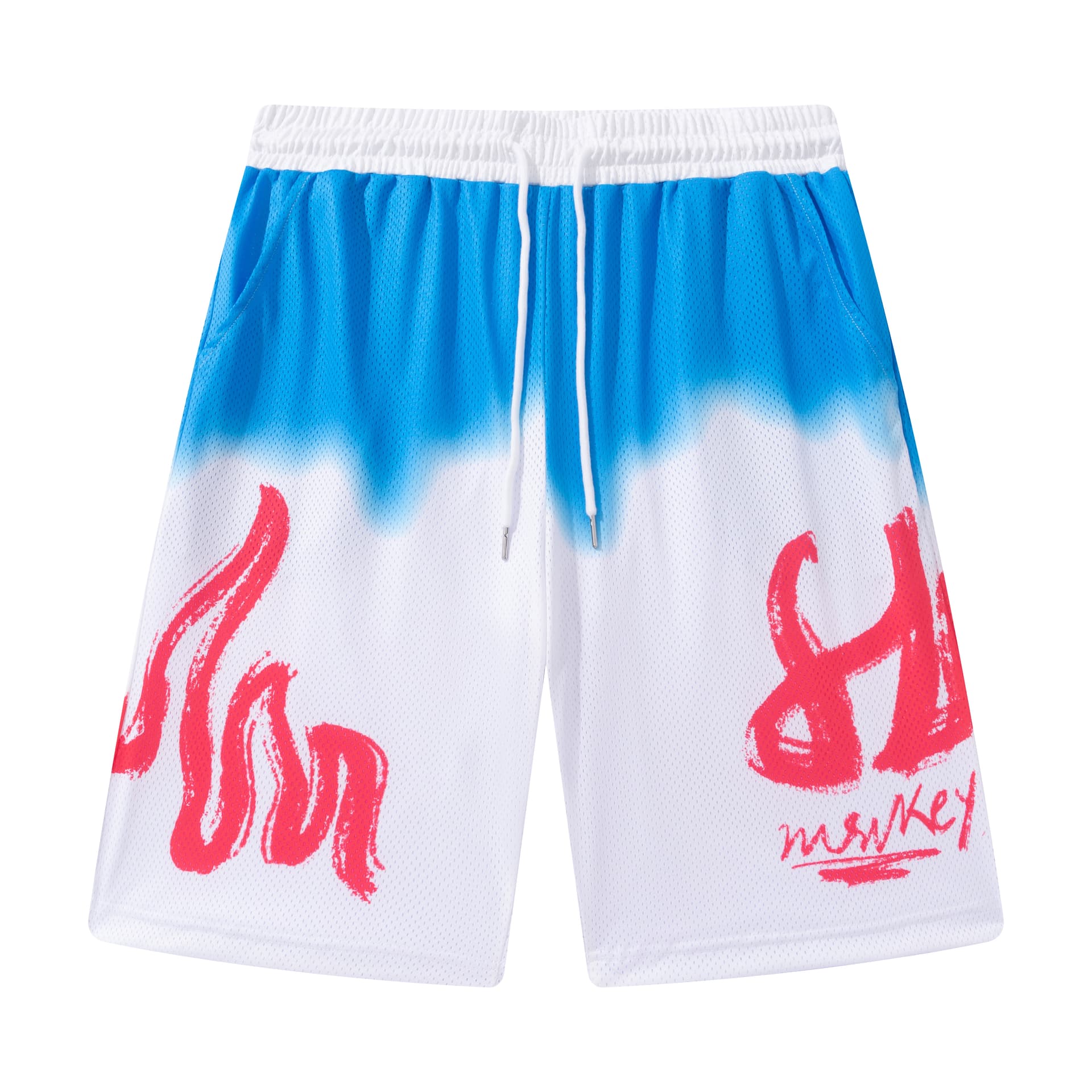 火猴/FireMonkey FireMonkey Cartoon Print Basketball Shorts White Blue