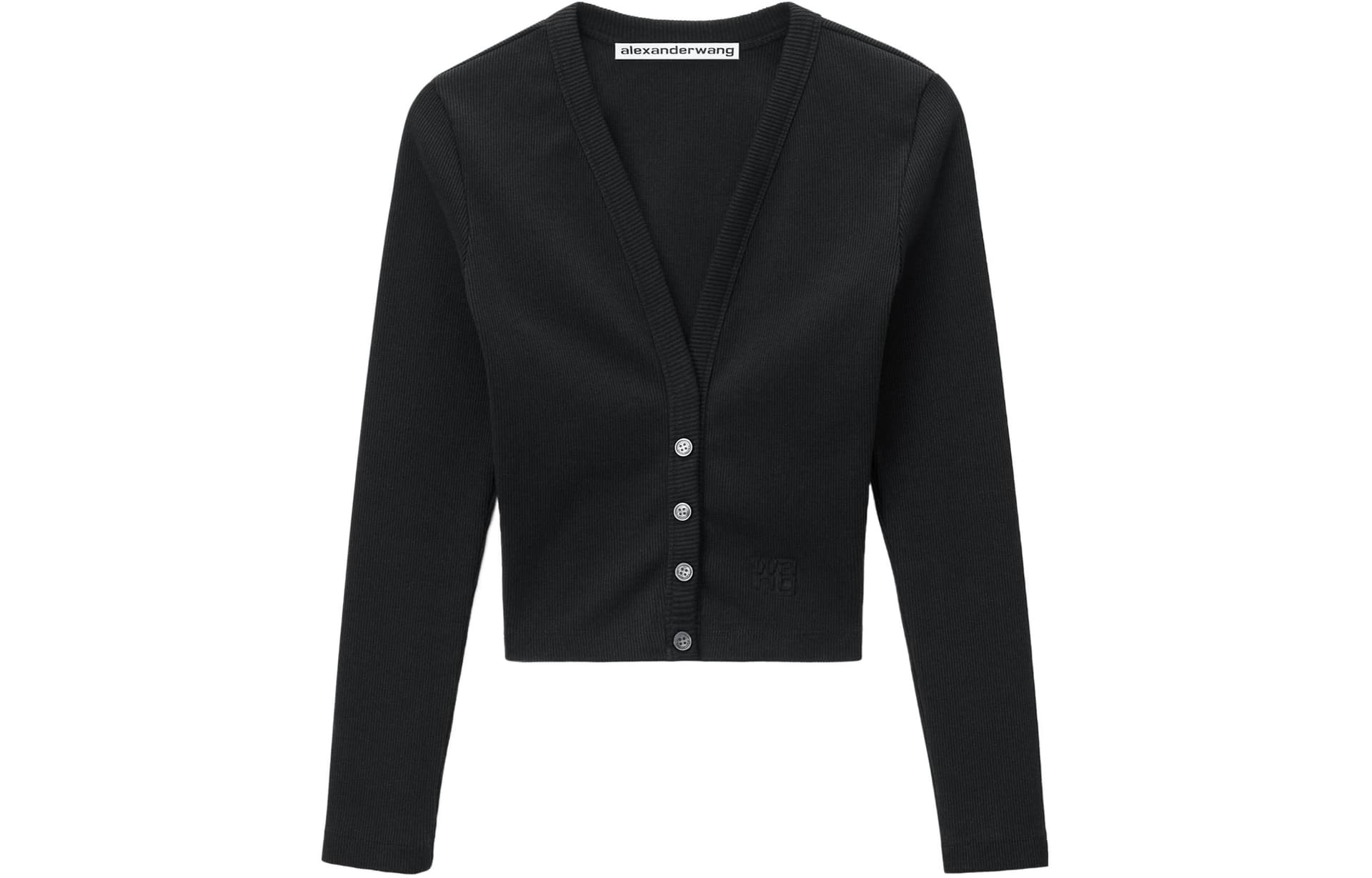 alexander wang Logo Embossed Cropped V-Neck Cardigan V