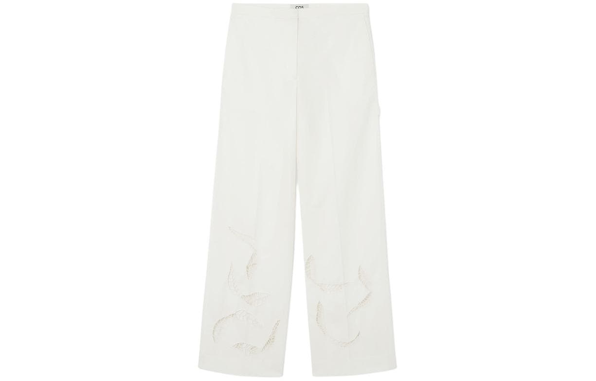 COS Wide Leg Embroidered Pants White