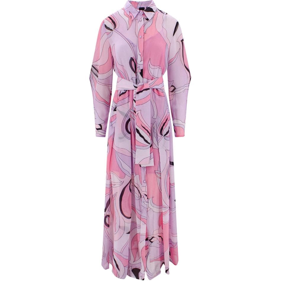 PINKO SS23 Printed Long Sleeve Dress Purple