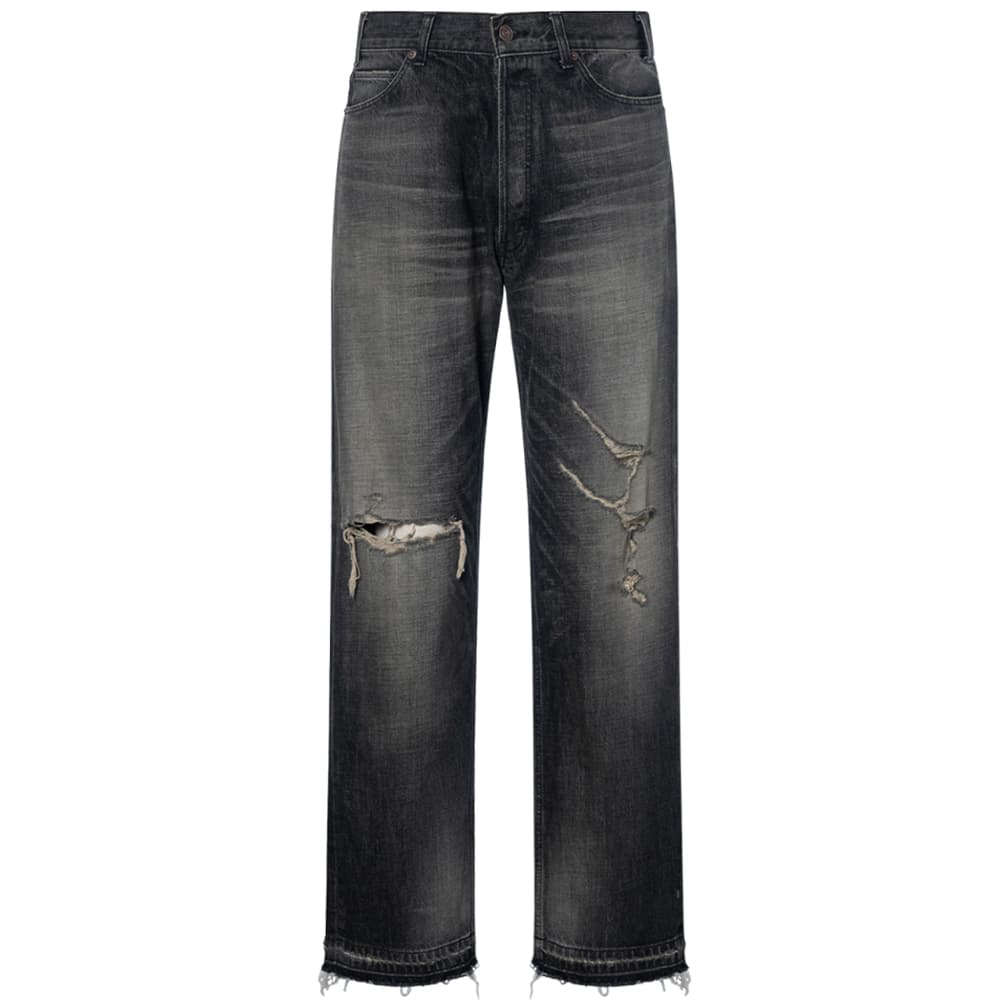 CELINE SS24 Distressed Low-Rise Jeans Black