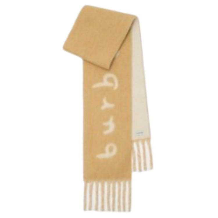 Burberry Logo Alpaca Wool Scarf Sand
