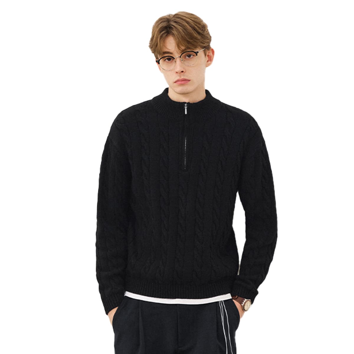 714STREET Simple Series Half-Zip Sweater