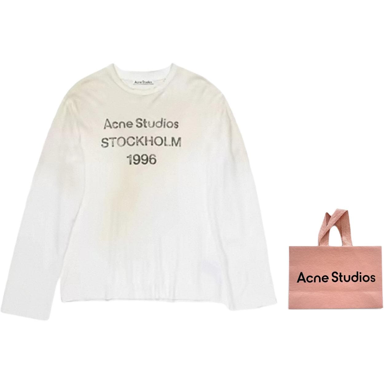 Acne Studios Logo Crewneck Long Sleeve Tee White