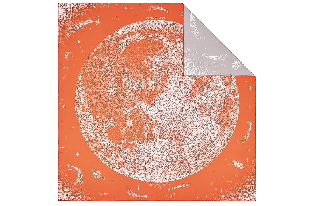 HERMES/爱马仕 Hermes Moonlight Pegasus Scarf Orange