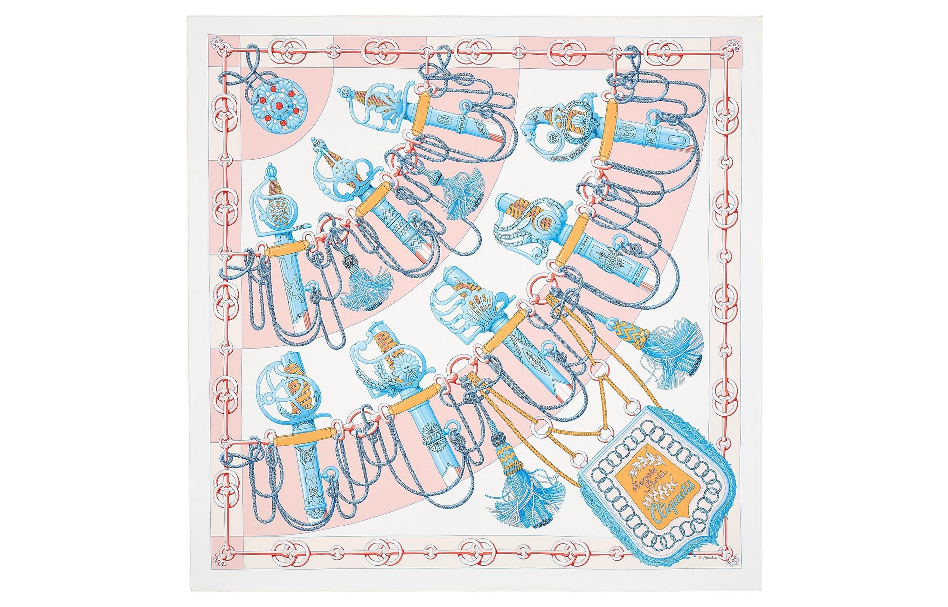 HERMES/爱马仕 Hermes Scarf Pink/White