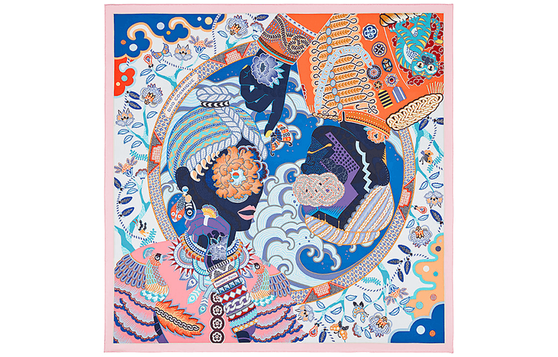 HERMES/爱马仕 Hermes Duo Cosmique 90cm Scarf Pink