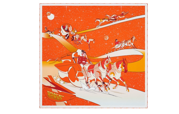 HERMES/爱马仕 Hermes Space Derby 90cm Scarf Orange