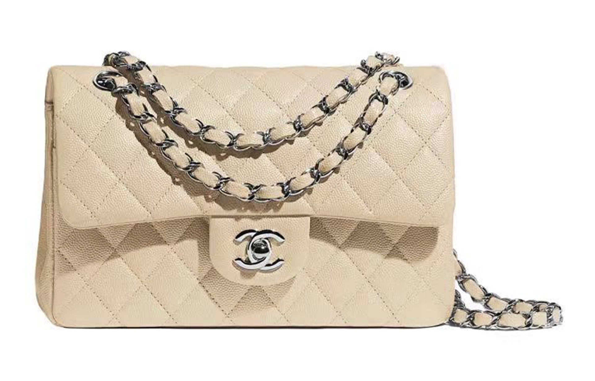 Chanel Quilted Calfskin Shoulder Bag Beige