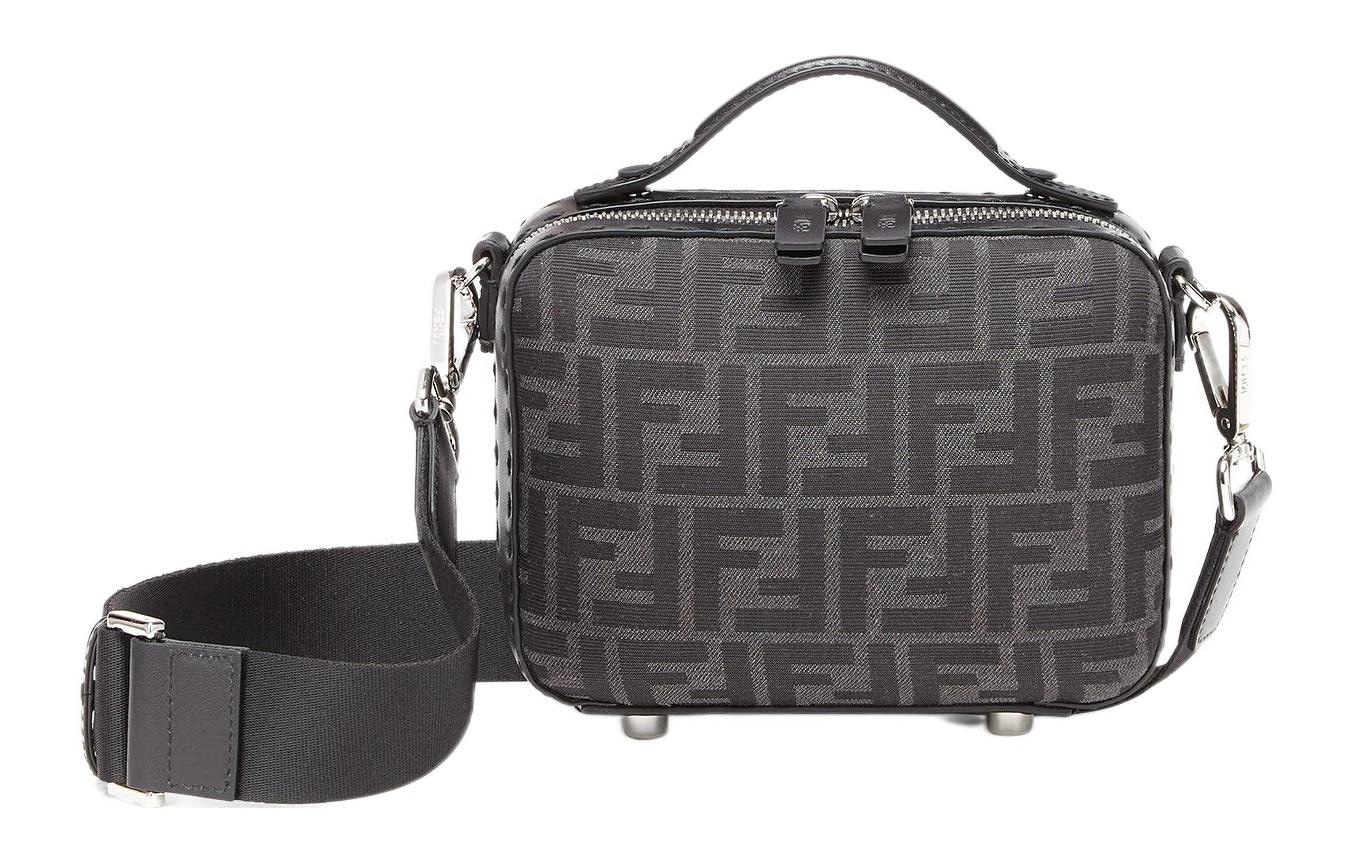 FENDI/芬迪 Fendi Logo Canvas Mini Shoulder Bag Gray