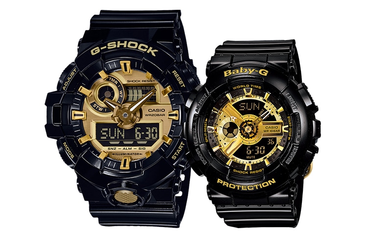 CASIO/卡西欧 CASIO G-SHOCK GA-710GB-1APR + BABY-G BA-110-1APR