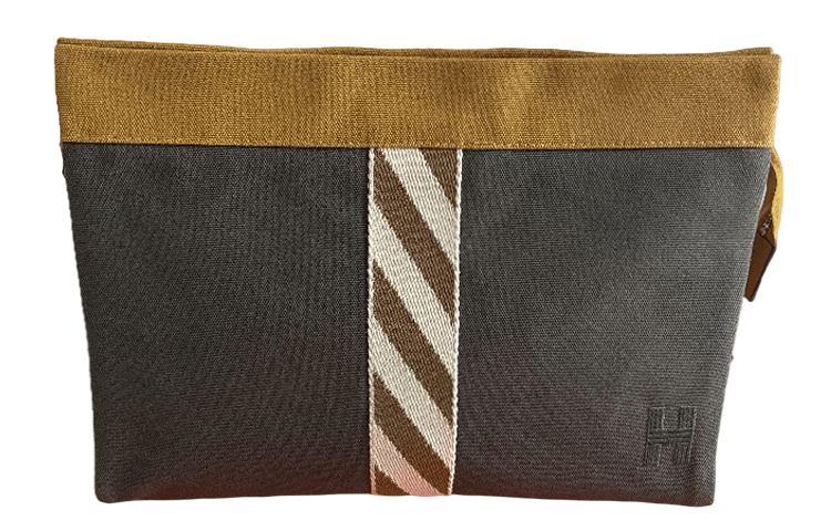 HERMES/爱马仕 Hermes Fabric Pouch Gray Brown