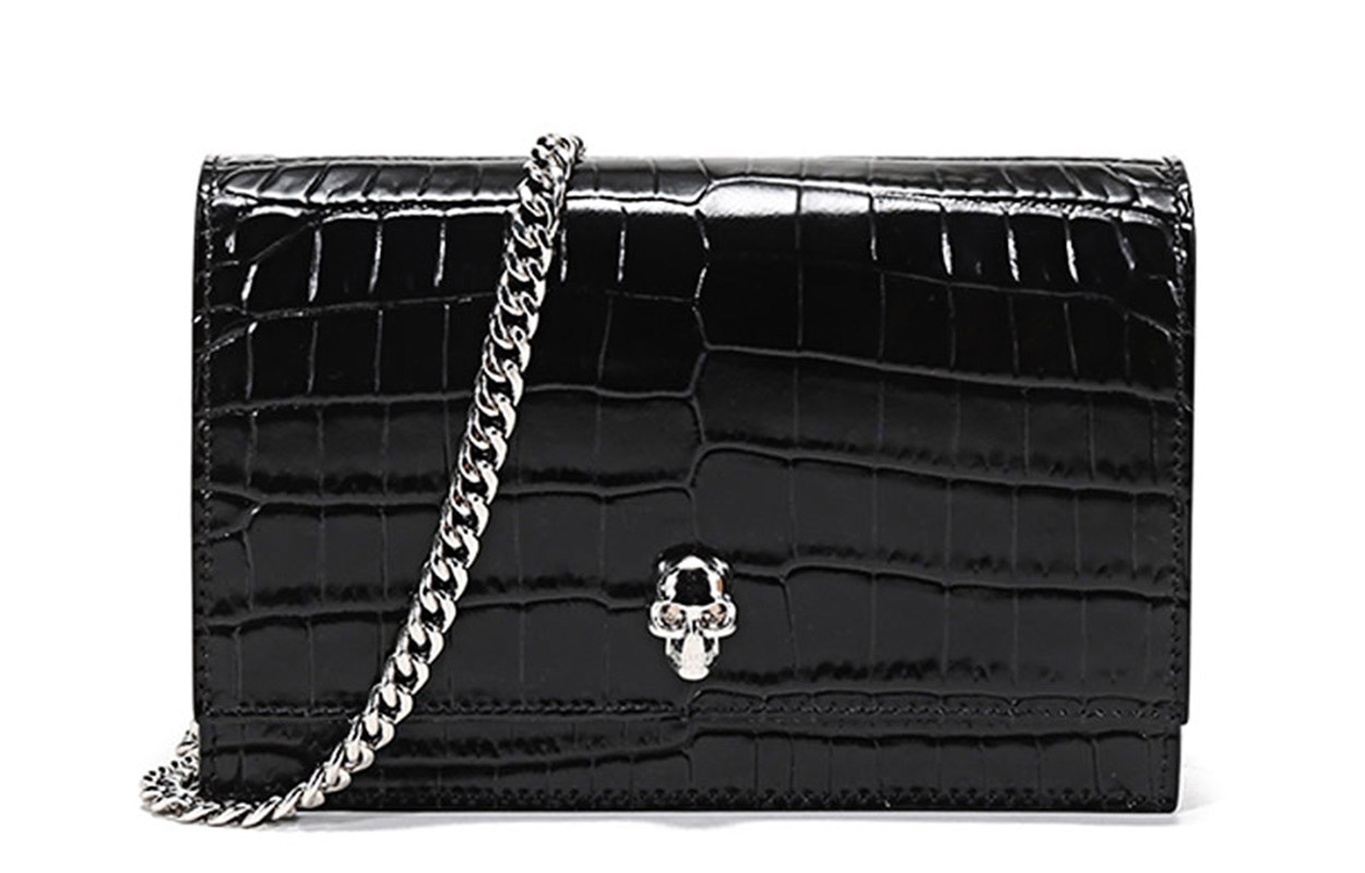Alexander McQueen Chain Leather Clutch Small Black